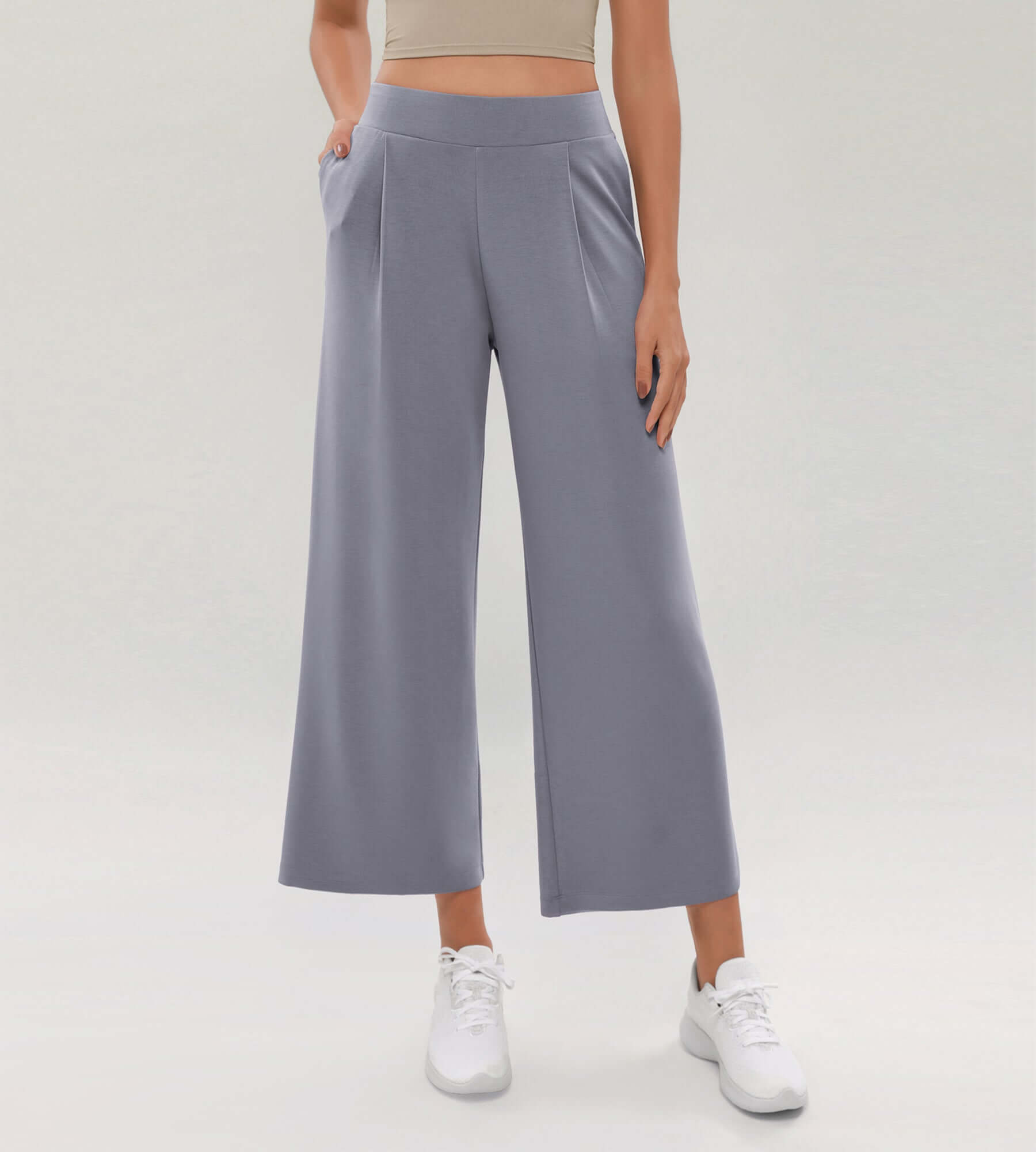 Grey wide leg cropped pants deals