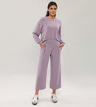 Modal Soft Wide Leg Cropped Casual Pants Taro Purple - ododos