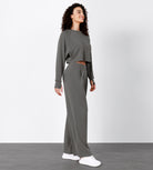 Modal Soft High Waist Wide Leg Casual Pants with Pockets Charcoal - ododos