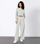 Modal Soft High Waist Wide Leg Casual Pants with Pockets Frosted Mint - ododos