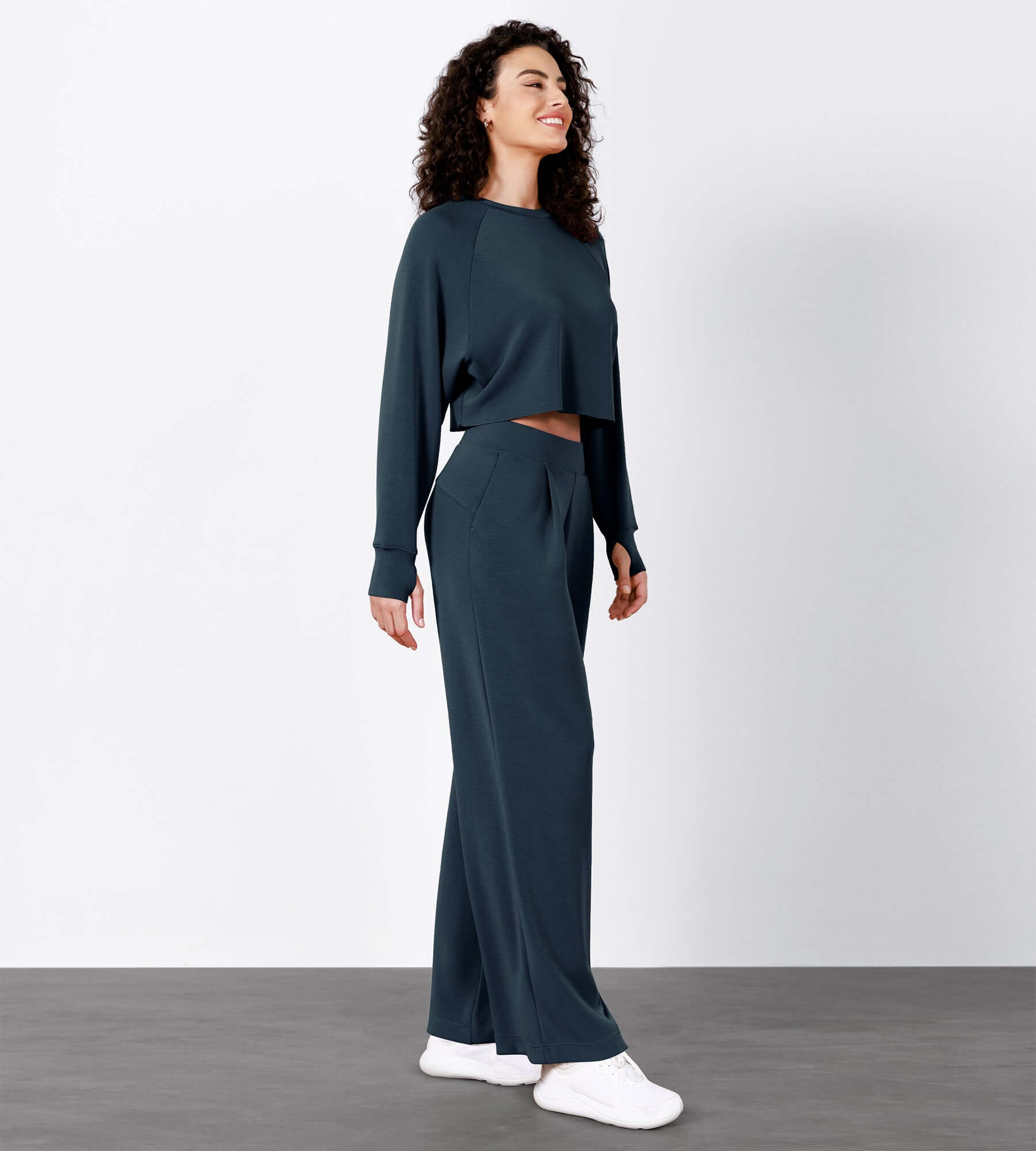 Modal Soft High Waist Wide Leg Casual Pants with Pockets - ododos