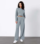 Modal Soft High Waist Wide Leg Casual Pants with Pockets - ododos