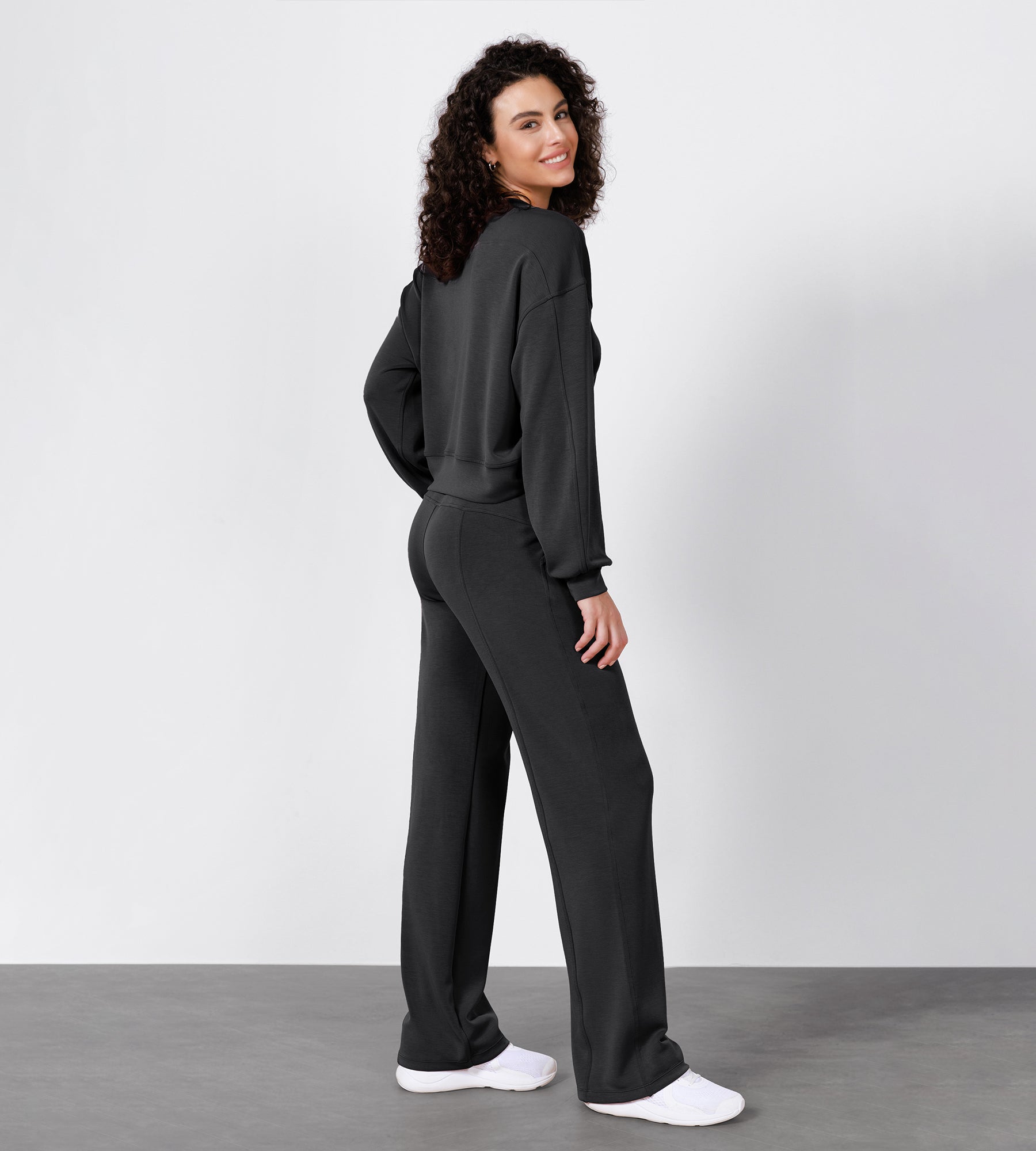 27" Adjustable Shockcord High Waist Casual Lounge Pants with Pockets - ododos