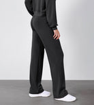 27" Adjustable Shockcord High Waist Casual Lounge Pants with Pockets - ododos