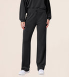 27" Adjustable Shockcord High Waist Casual Lounge Pants with Pockets Black - ododos