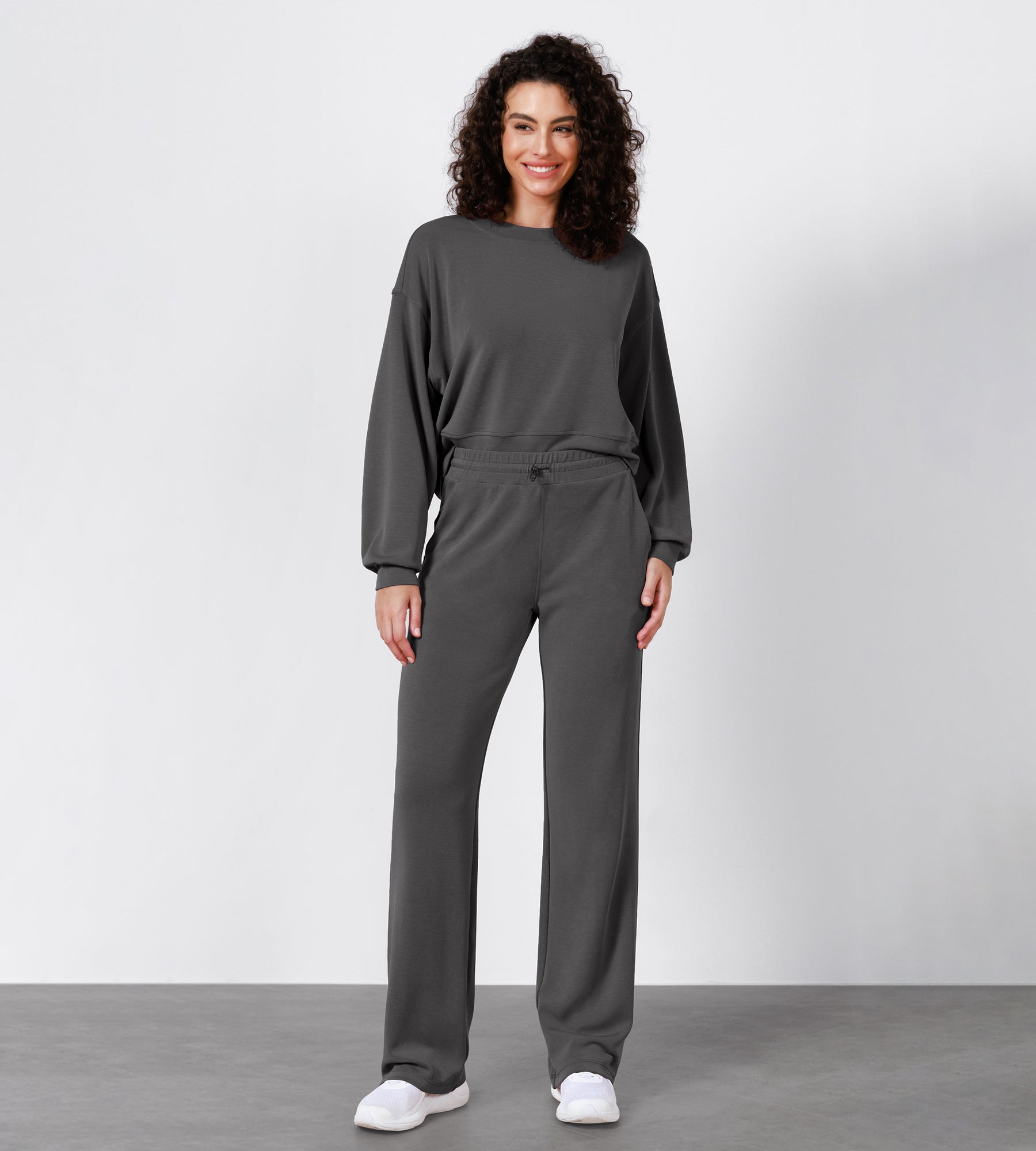 27" Adjustable Shockcord High Waist Casual Lounge Pants with Pockets - ododos