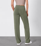 27" Adjustable Shockcord High Waist Casual Lounge Pants with Pockets - ododos