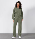 27" Adjustable Shockcord High Waist Casual Lounge Pants with Pockets - ododos