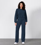 27" Adjustable Shockcord High Waist Casual Lounge Pants with Pockets - ododos