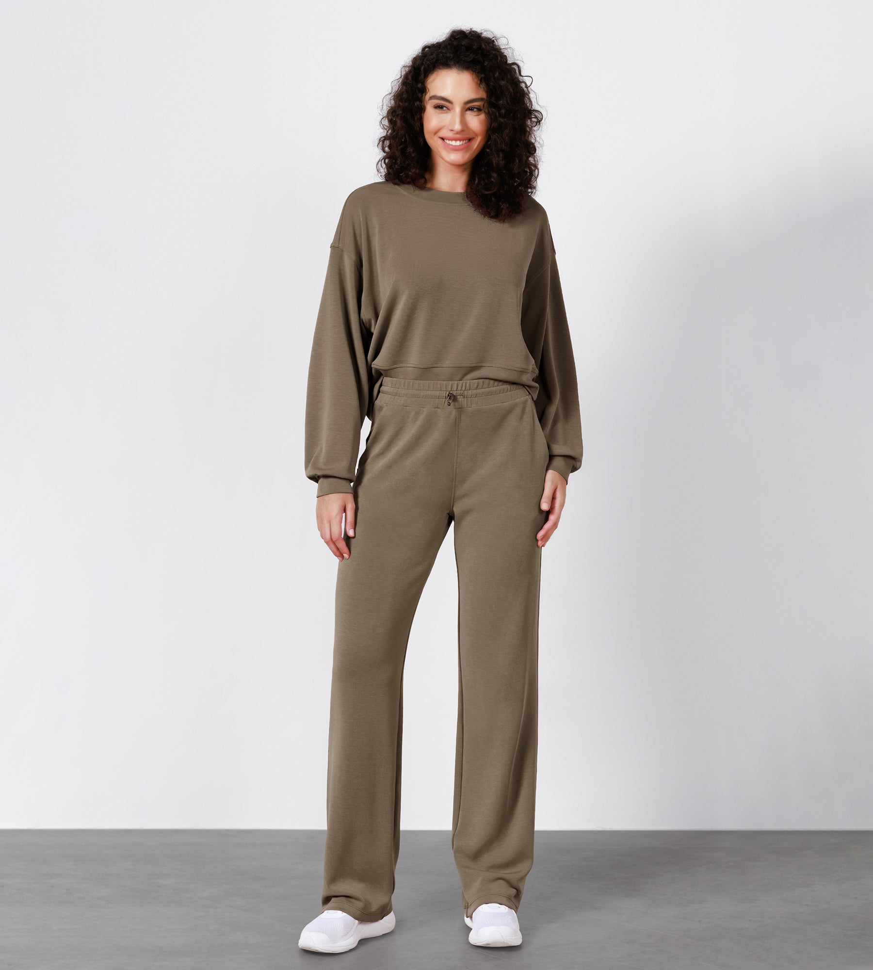 27" Adjustable Shockcord High Waist Casual Lounge Pants with Pockets - ododos
