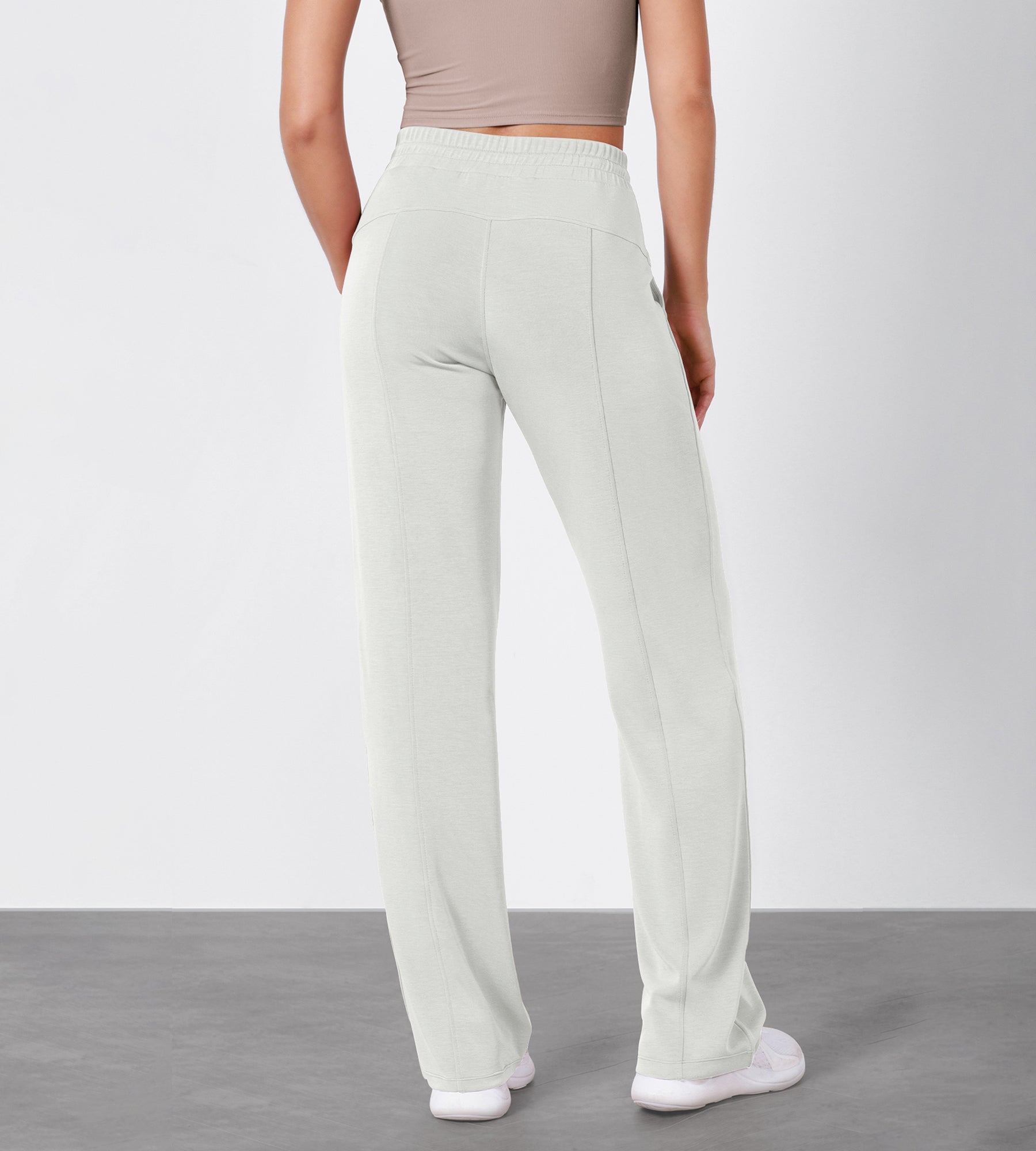 27" Adjustable Shockcord High Waist Casual Lounge Pants with Pockets - ododos