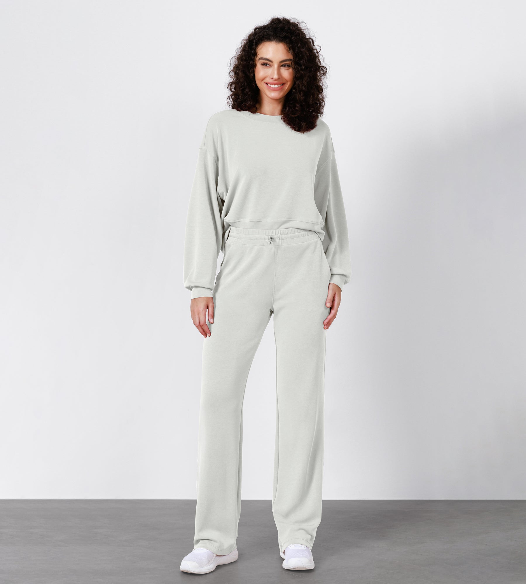 27" Adjustable Shockcord High Waist Casual Lounge Pants with Pockets - ododos