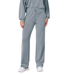 27" Adjustable Shockcord High Waist Casual Lounge Pants with Pockets Grey Blue - ododos