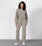 27" Adjustable Shockcord High Waist Casual Lounge Pants with Pockets - ododos
