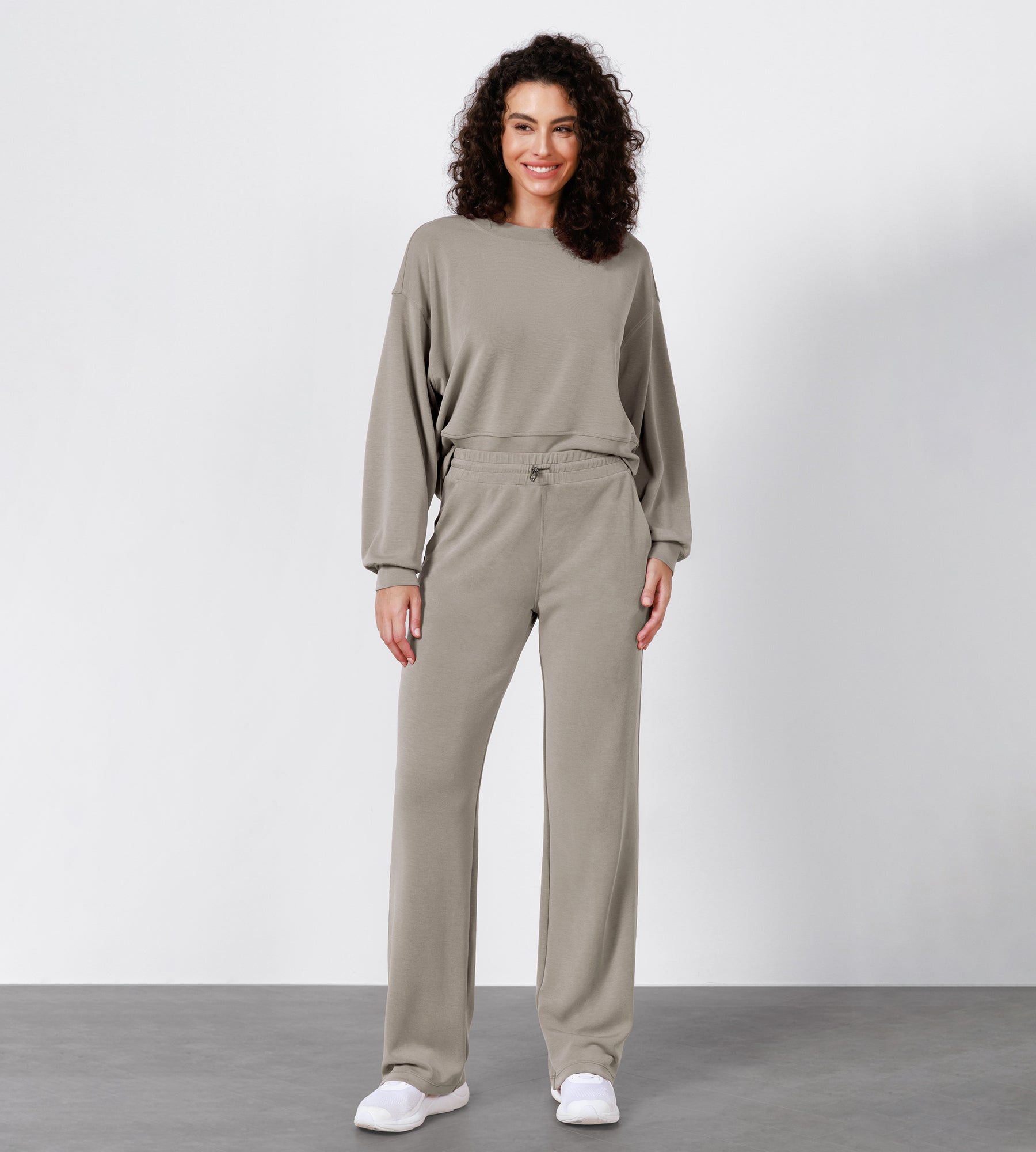 27" Adjustable Shockcord High Waist Casual Lounge Pants with Pockets - ododos