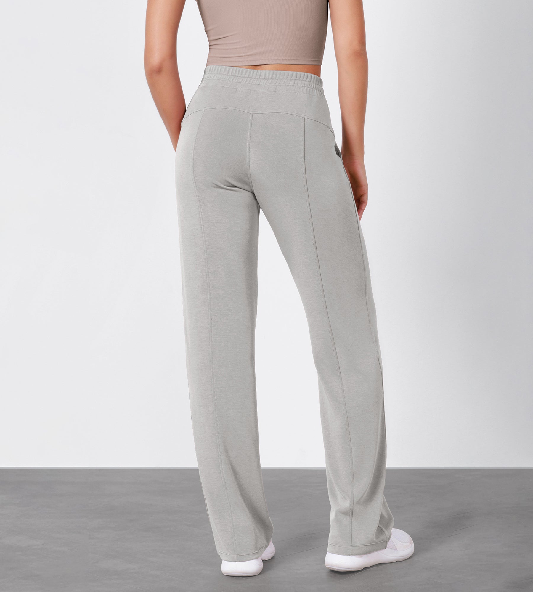 27" Adjustable Shockcord High Waist Casual Lounge Pants with Pockets - ododos