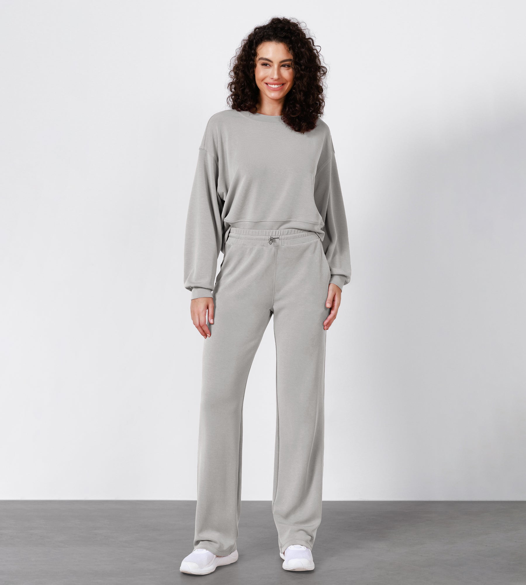 27" Adjustable Shockcord High Waist Casual Lounge Pants with Pockets - ododos