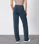 27" Adjustable Shockcord High Waist Casual Lounge Pants with Pockets - ododos