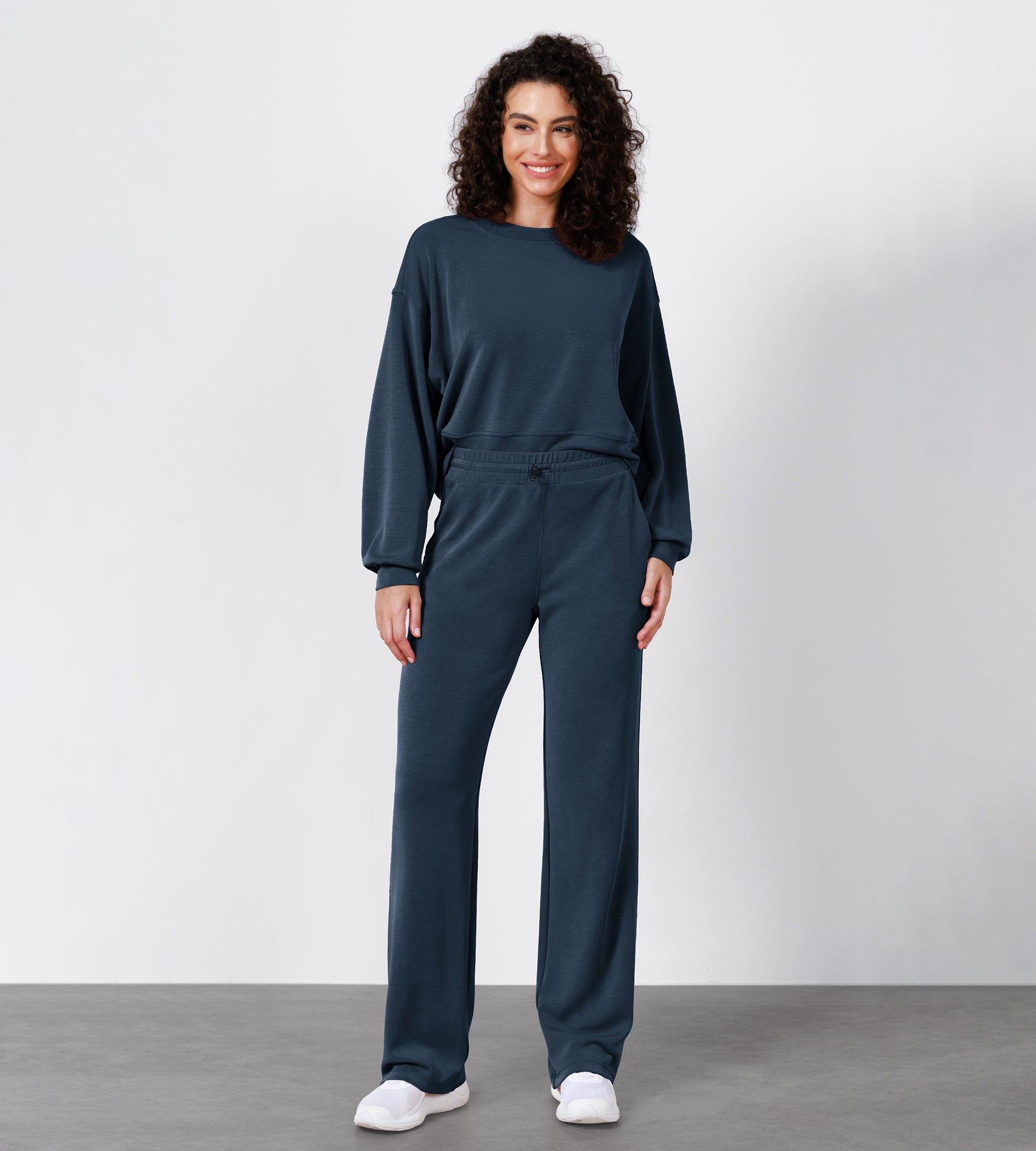 27" Adjustable Shockcord High Waist Casual Lounge Pants with Pockets - ododos