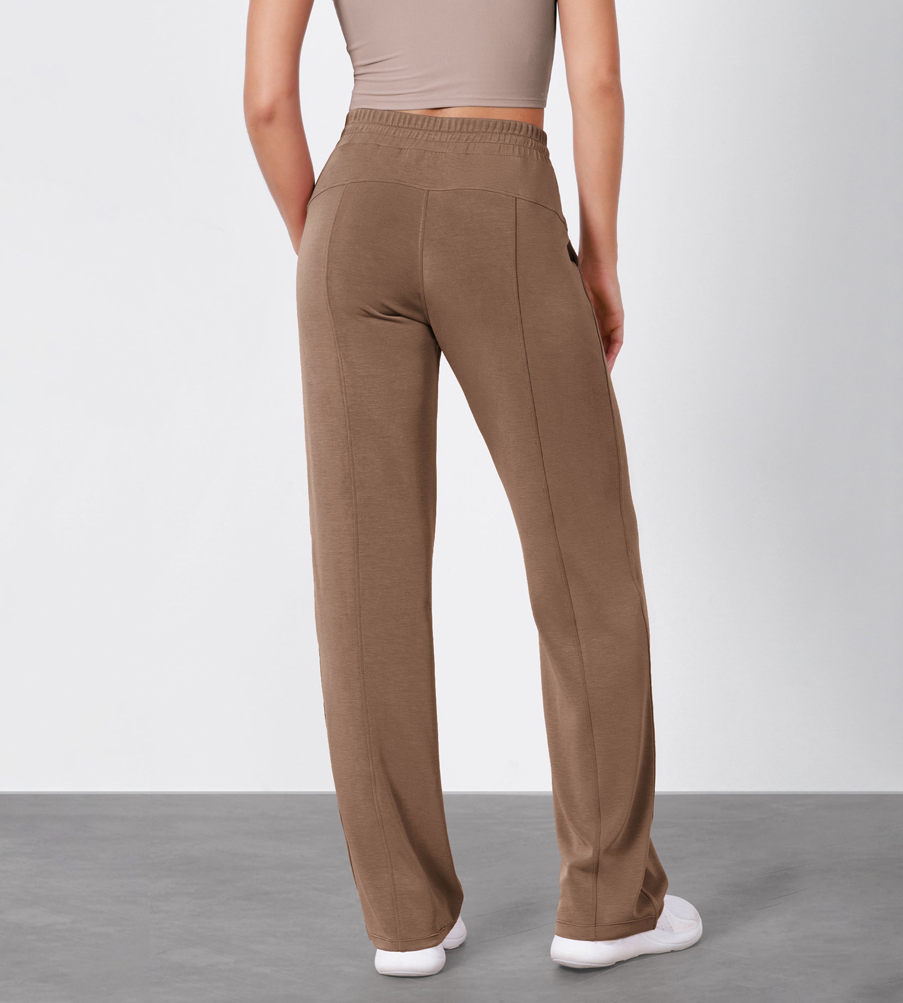 27" Adjustable Shockcord High Waist Casual Lounge Pants with Pockets - ododos