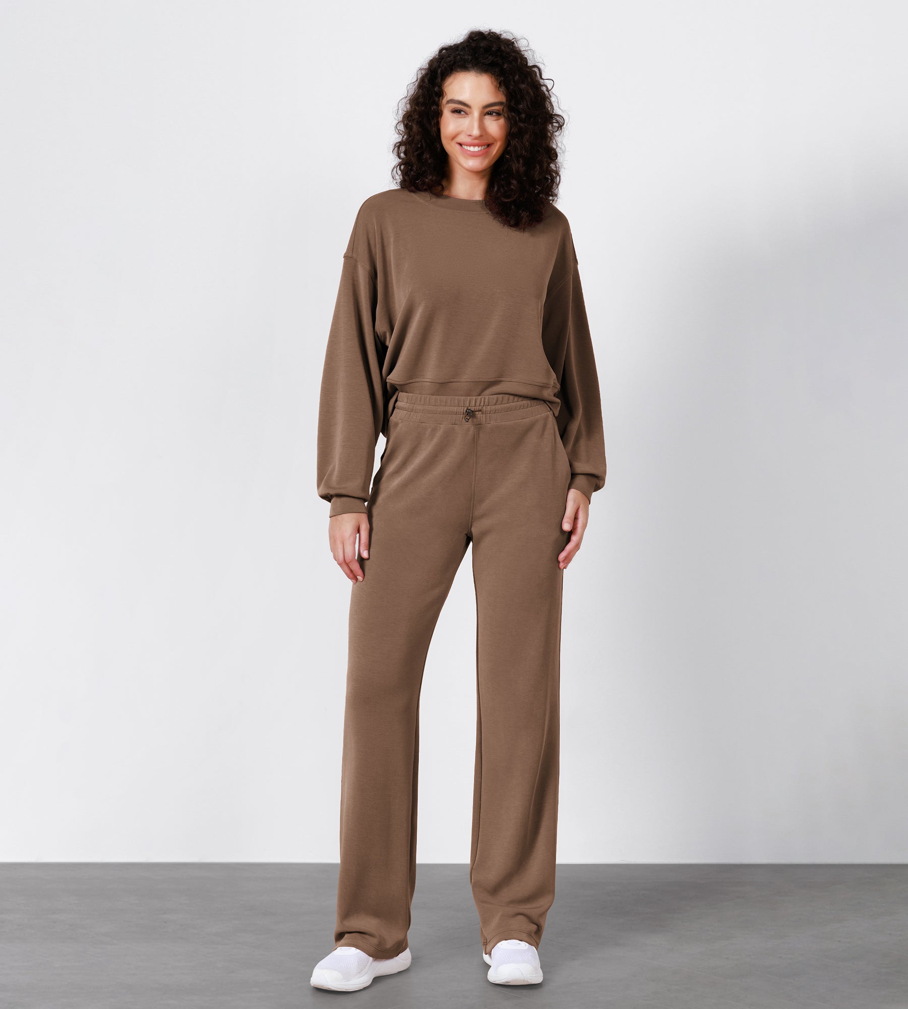 27" Adjustable Shockcord High Waist Casual Lounge Pants with Pockets - ododos