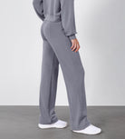 27" Adjustable Shockcord High Waist Casual Lounge Pants with Pockets - ododos
