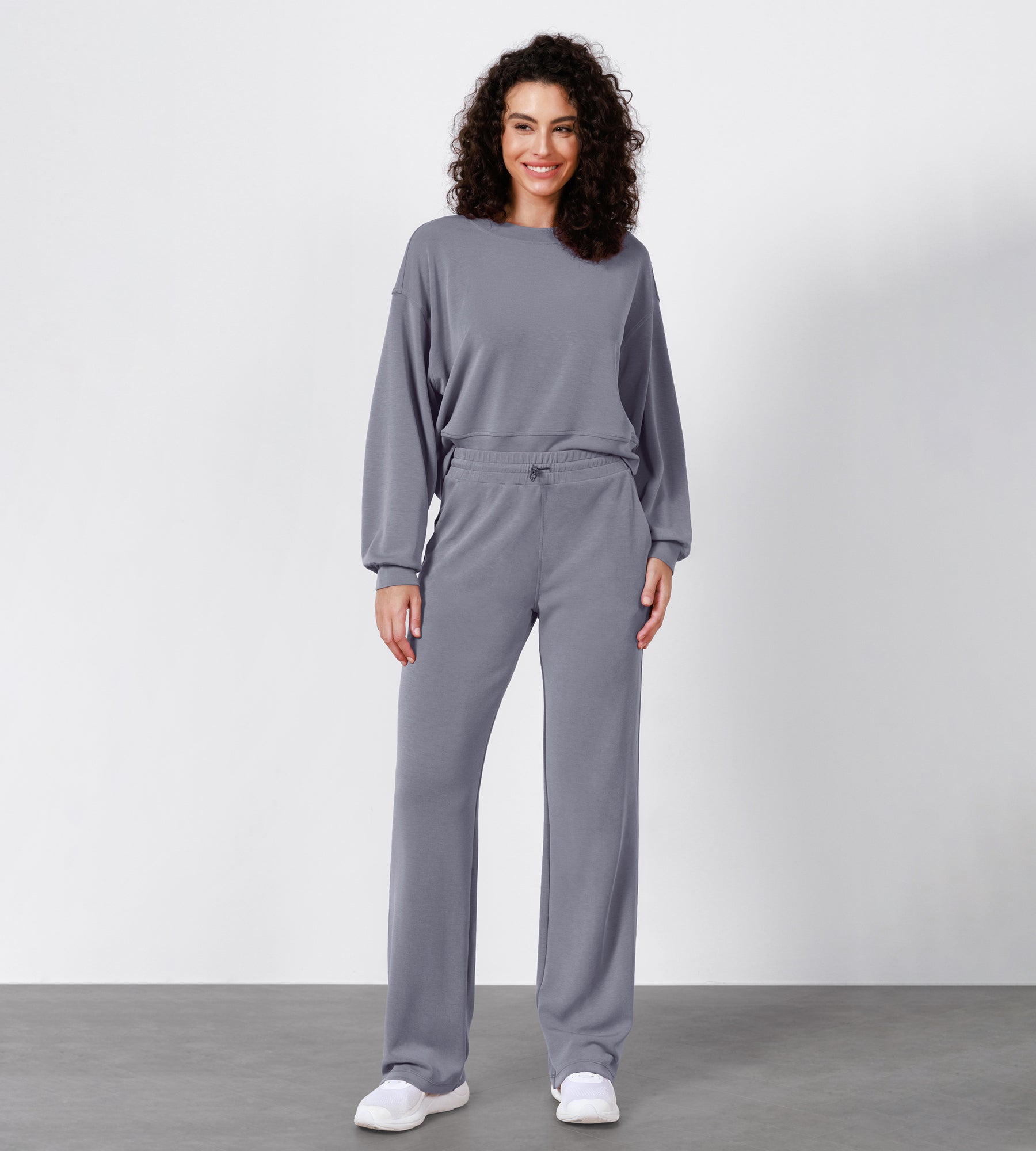 27" Adjustable Shockcord High Waist Casual Lounge Pants with Pockets - ododos
