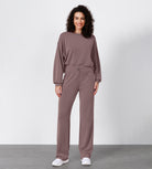 27" Adjustable Shockcord High Waist Casual Lounge Pants with Pockets - ododos