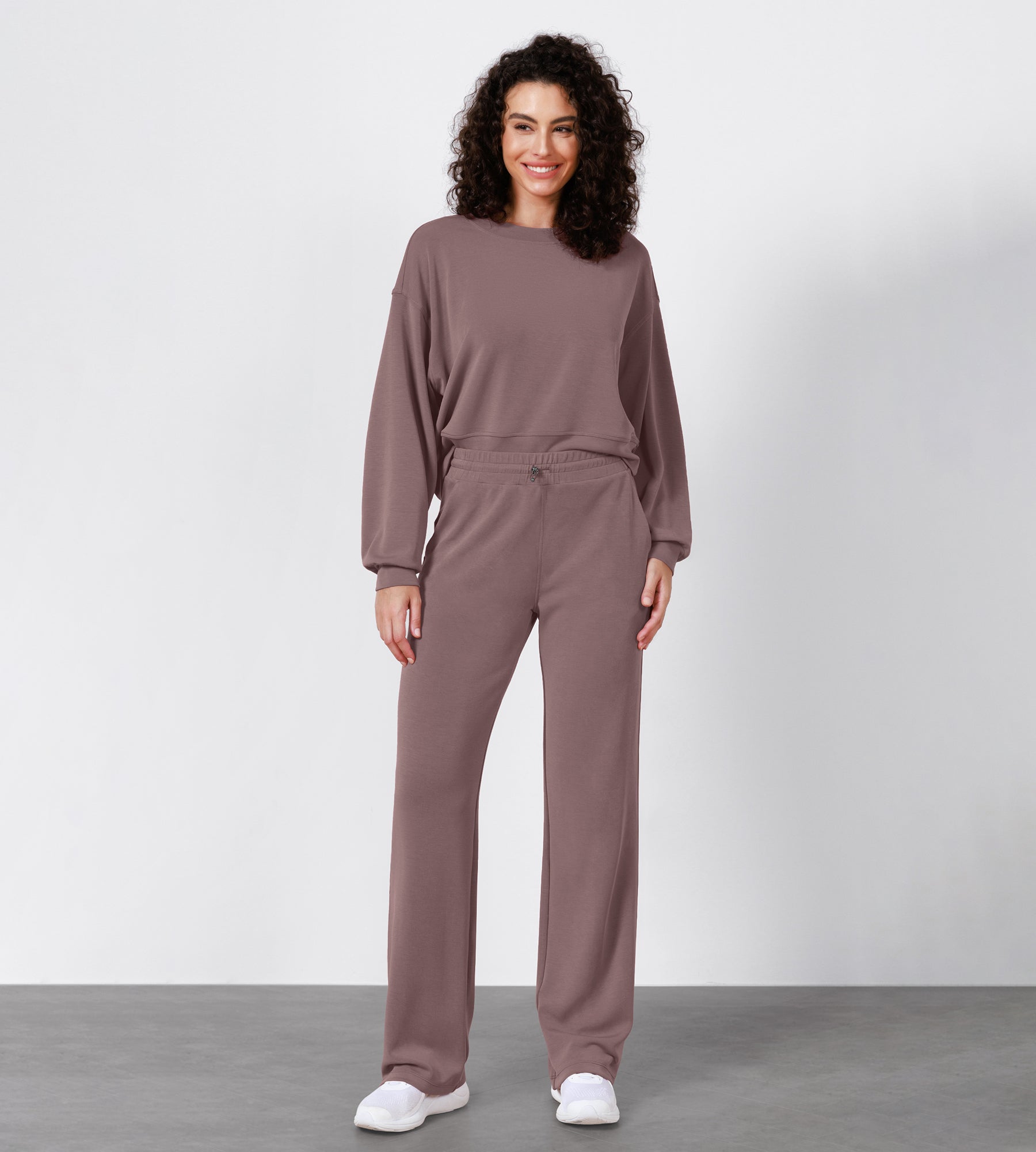 27" Adjustable Shockcord High Waist Casual Lounge Pants with Pockets - ododos