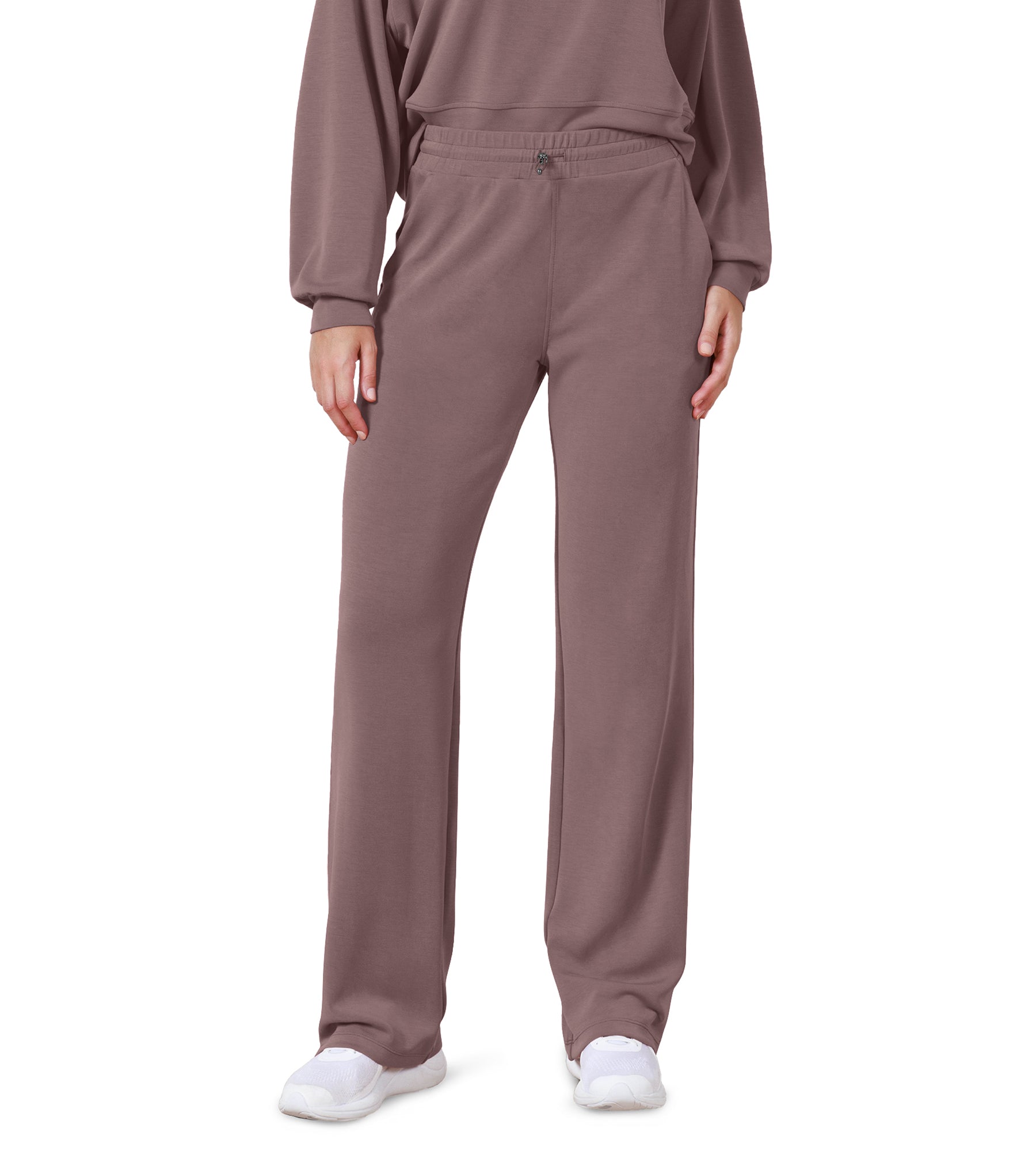27" Adjustable Shockcord High Waist Casual Lounge Pants with Pockets - ododos