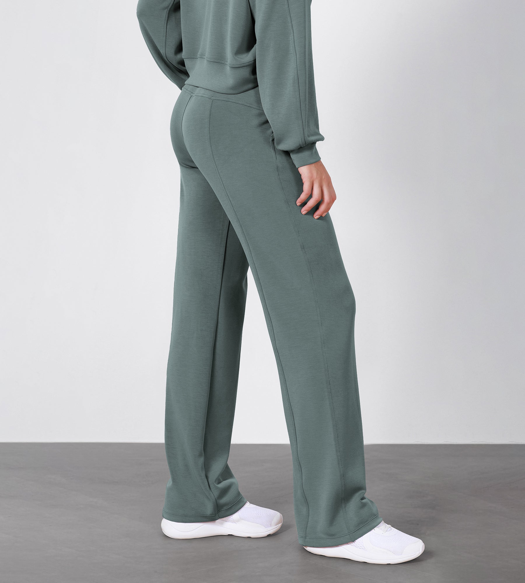27" Adjustable Shockcord High Waist Casual Lounge Pants with Pockets - ododos