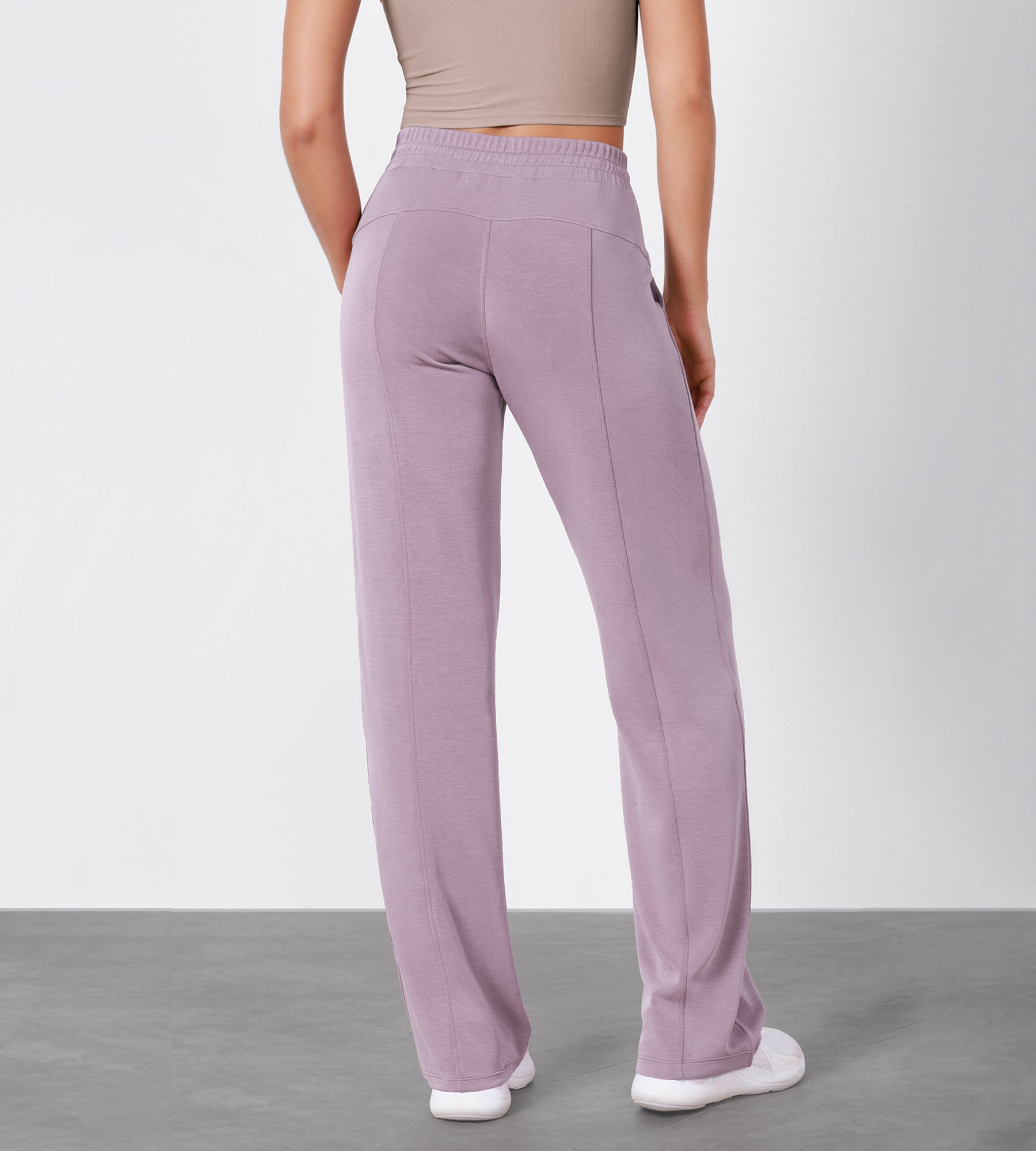 27" Adjustable Shockcord High Waist Casual Lounge Pants with Pockets - ododos