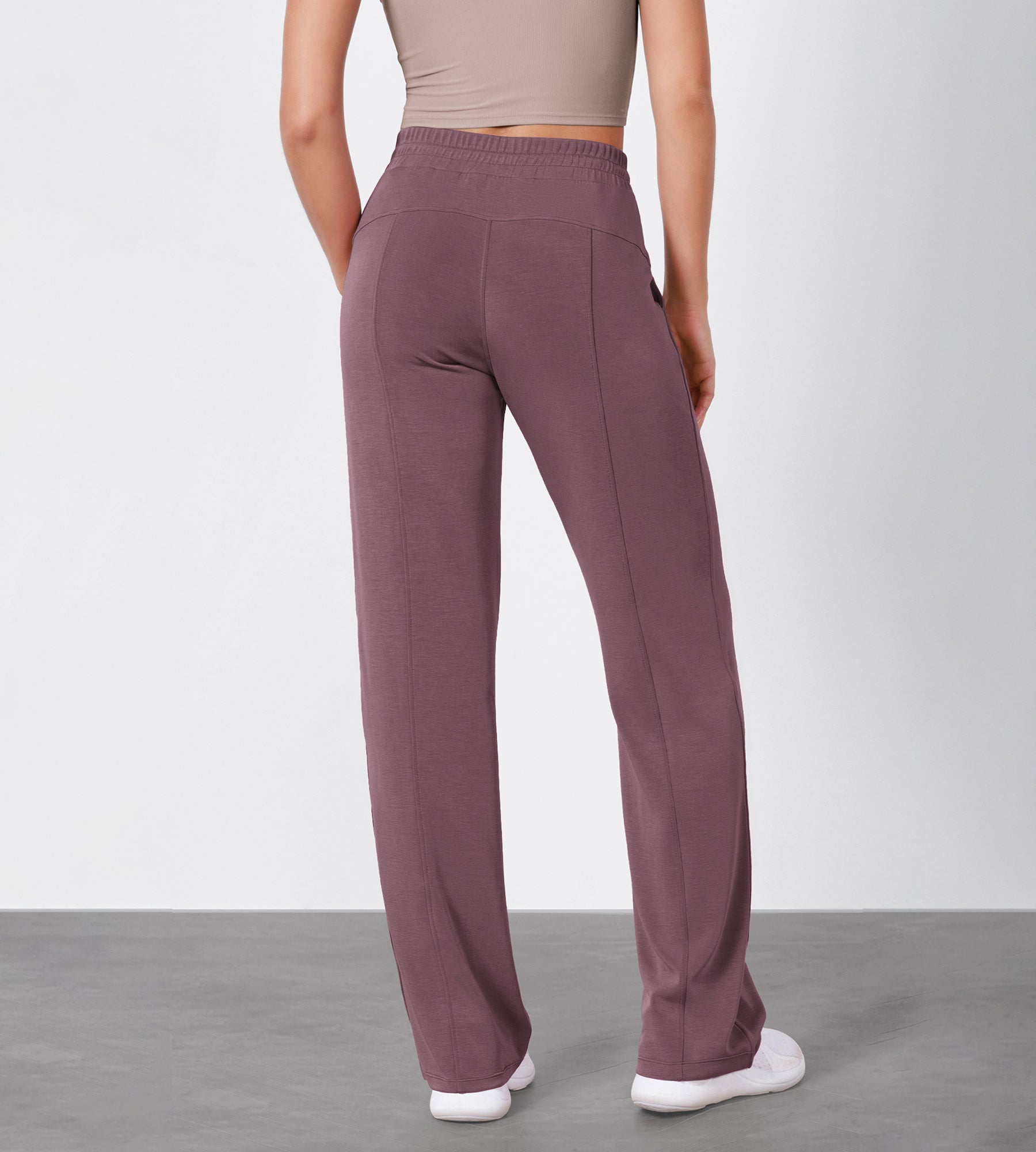 27" Adjustable Shockcord High Waist Casual Lounge Pants with Pockets - ododos