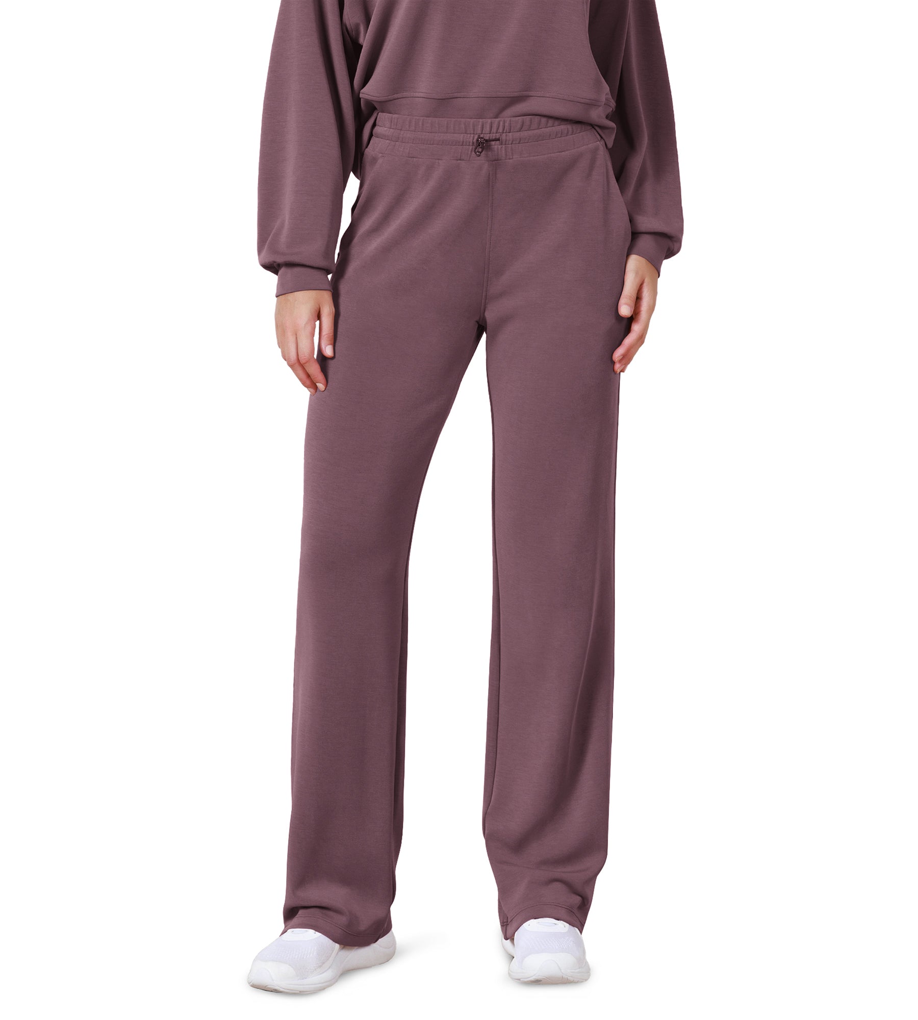 27" Adjustable Shockcord High Waist Casual Lounge Pants with Pockets - ododos