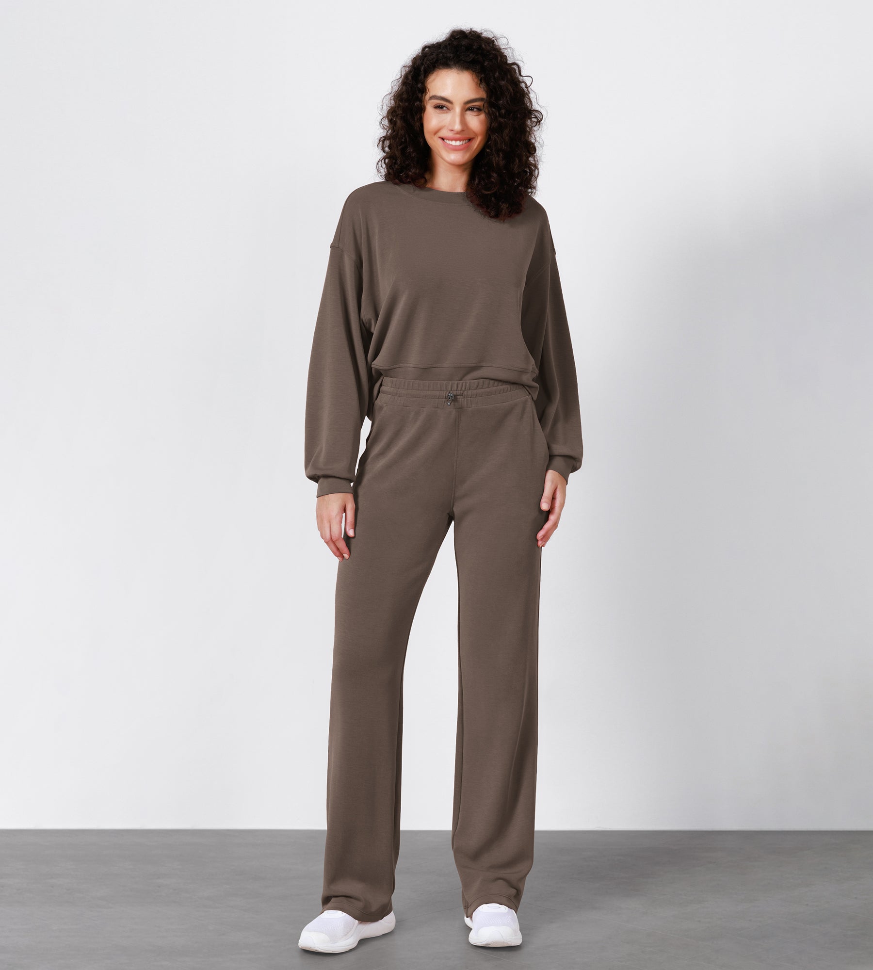 27" Adjustable Shockcord High Waist Casual Lounge Pants with Pockets - ododos