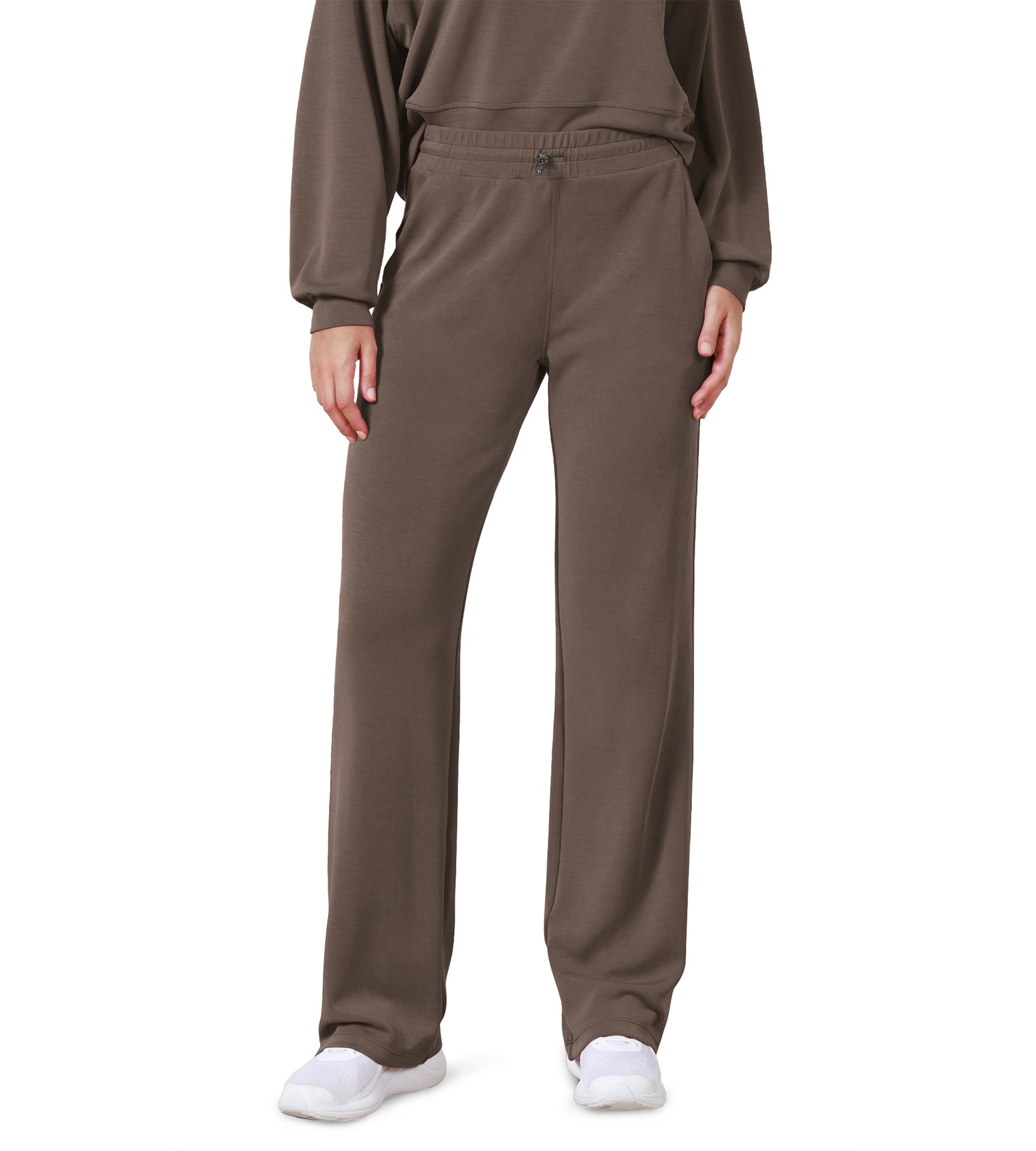 27" Adjustable Shockcord High Waist Casual Lounge Pants with Pockets - ododos