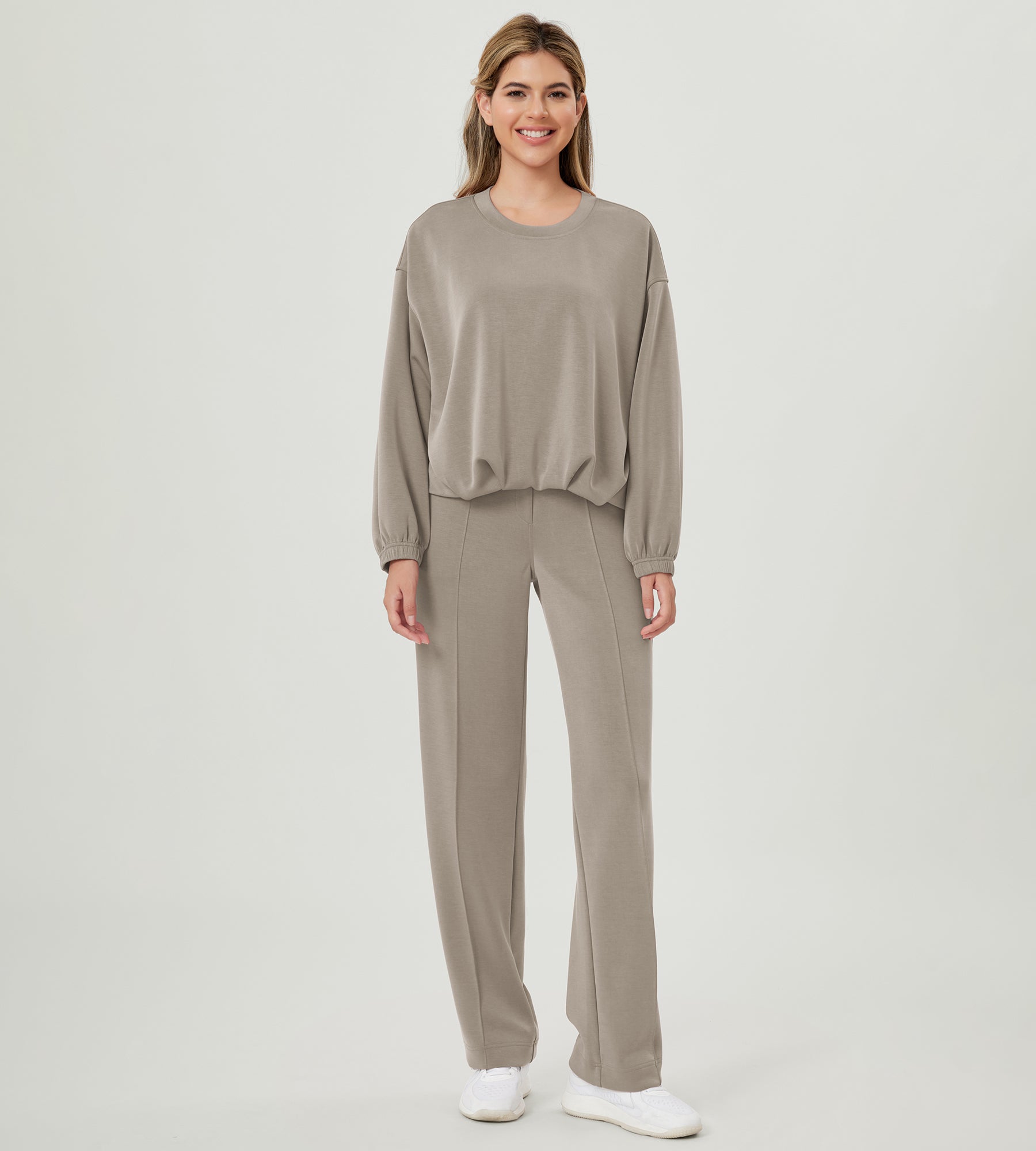 Modal Soft Mid Rise Pull-On Lounge Casual Work Pants with Pockets - ododos