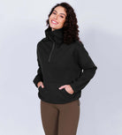 Funnel Neck Half Zipper Fleece Lined Hoodie - ododos