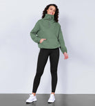 Funnel Neck Half Zipper Fleece Lined Hoodie - ododos