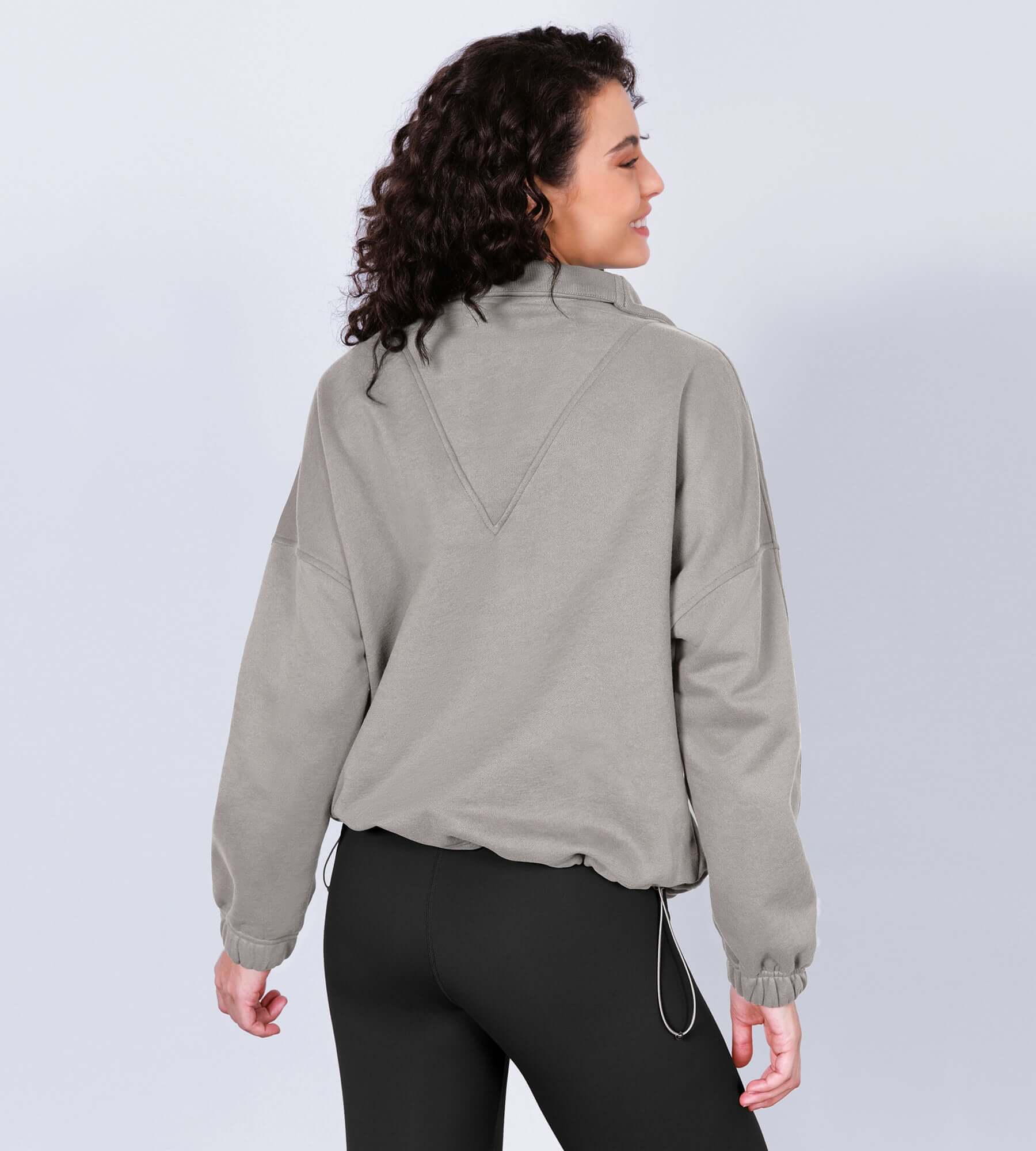 Funnel Neck Half Zipper Fleece Lined Hoodie - ododos