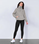 Funnel Neck Half Zipper Fleece Lined Hoodie - ododos