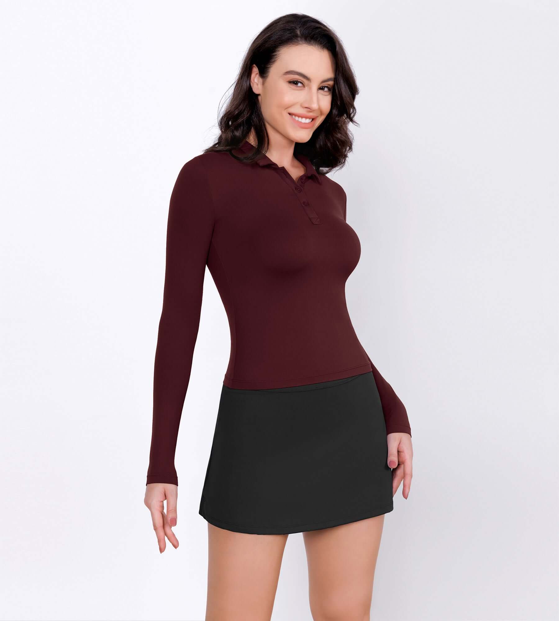 Cloud Feeling Long Sleeve Polo Shirts Black - ododos