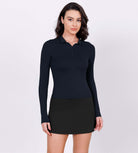 Cloud Feeling Long Sleeve Polo Shirts Deep Navy - ododos
