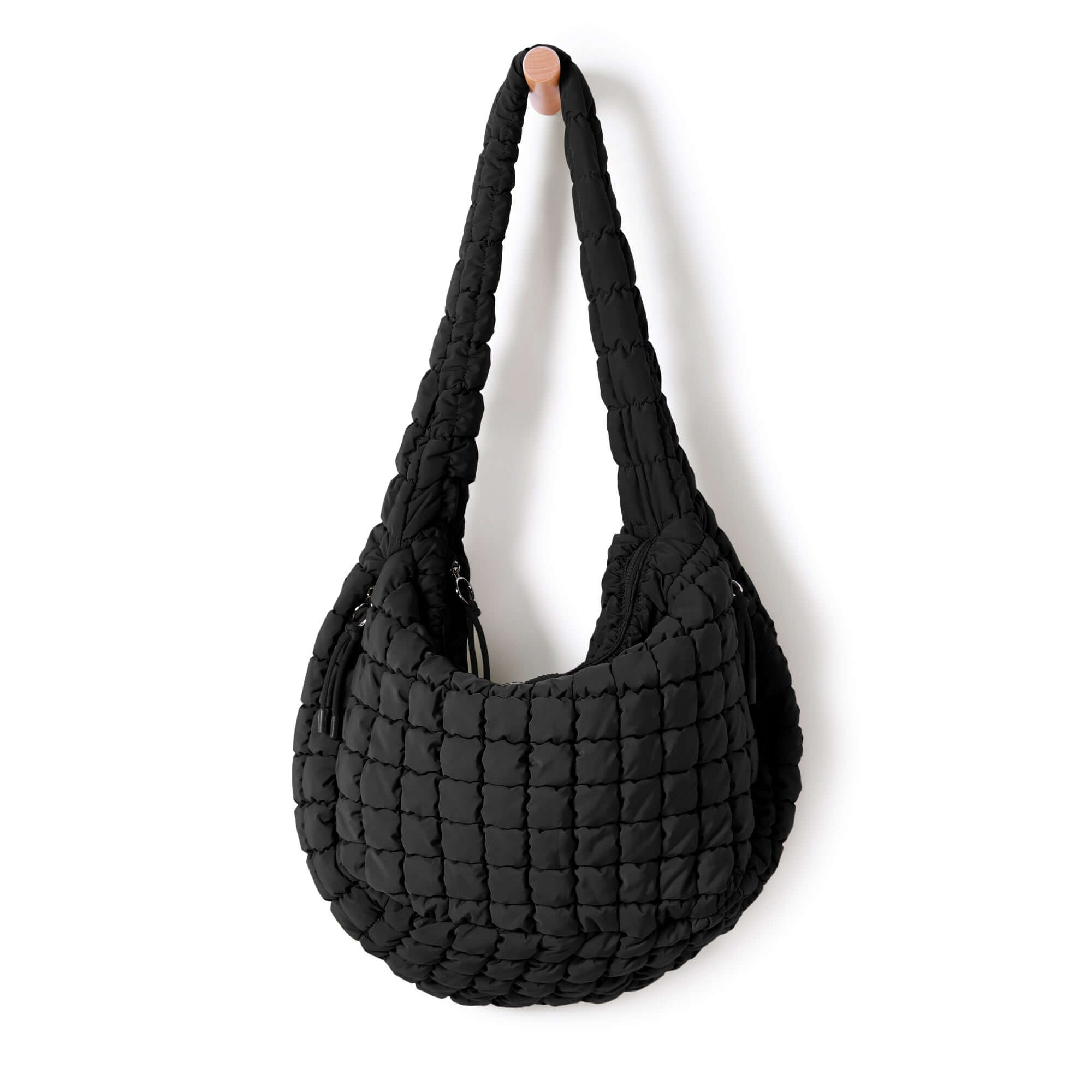 22L Quilted Carryall Crossbody Padding Bag Black - ododos
