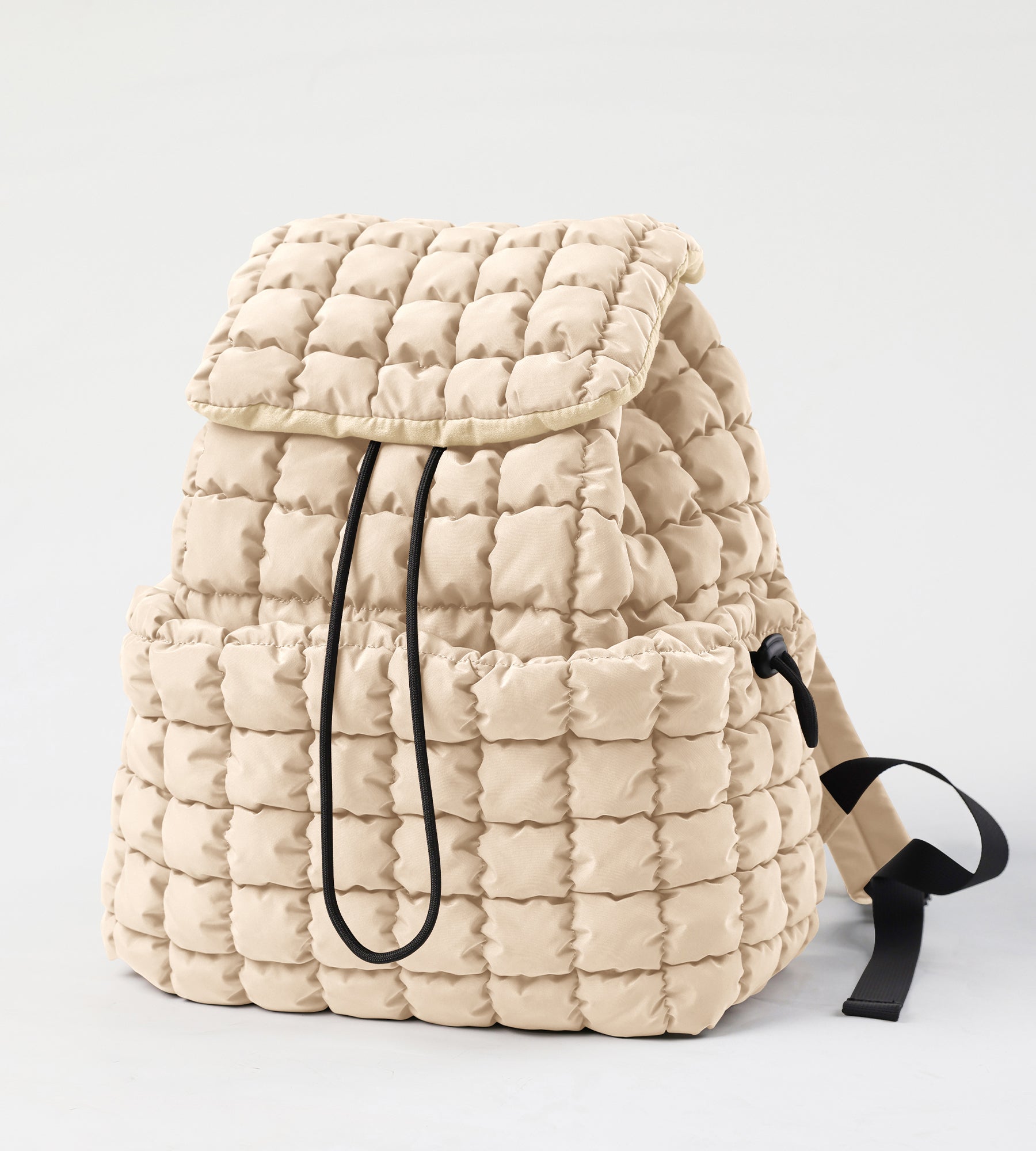 Lightweight Quilted Backpack Ivory 13" x 15" x 6.5" - ododos