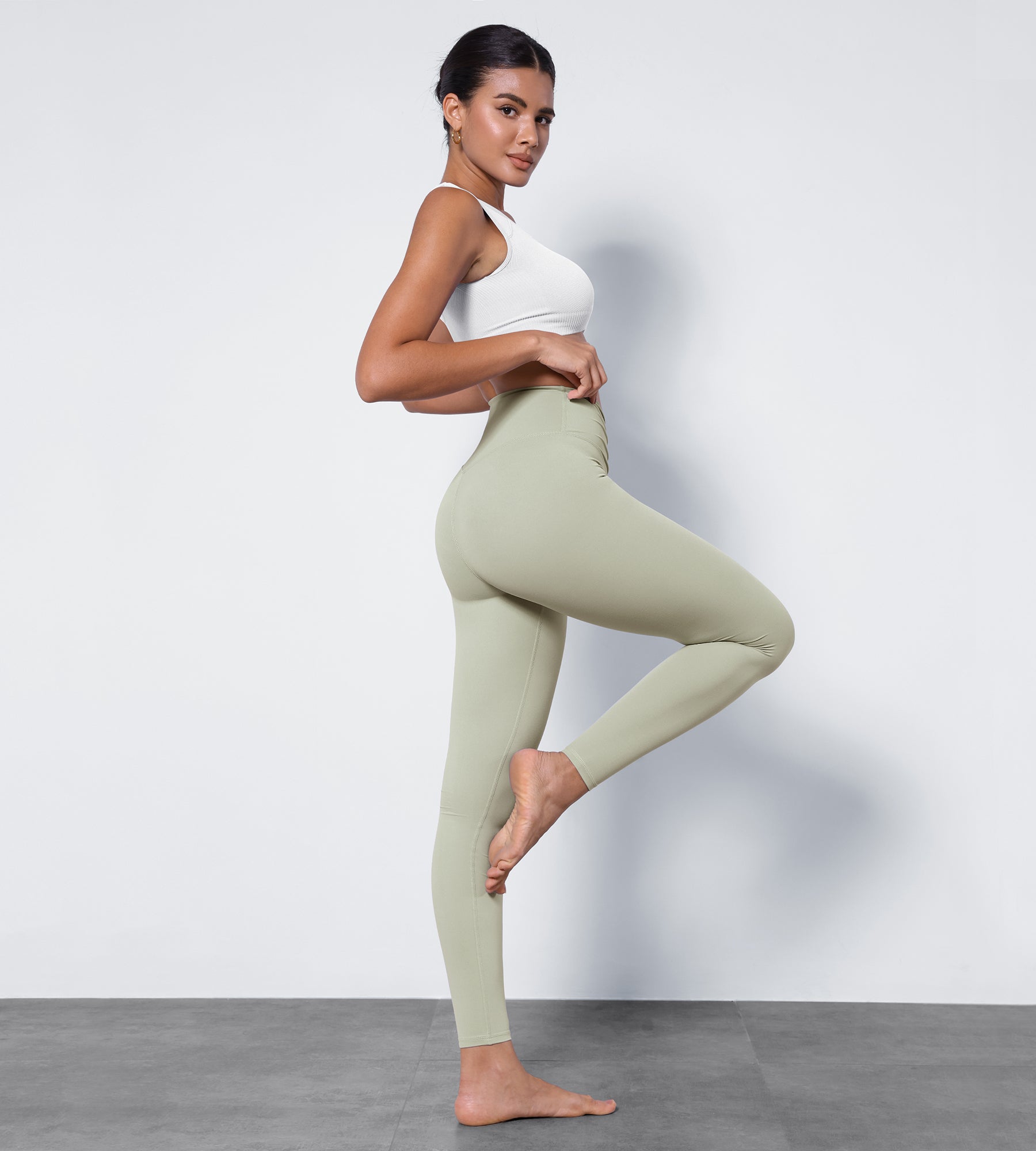 High Waist Crossover Ruched Leggings - ododos