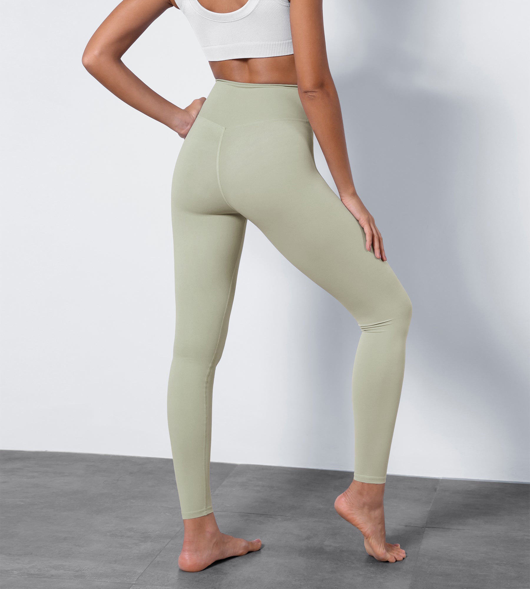 High Waist Crossover Ruched Leggings - ododos