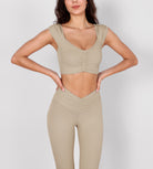 High Waist Crossover Ruched Leggings - ododos