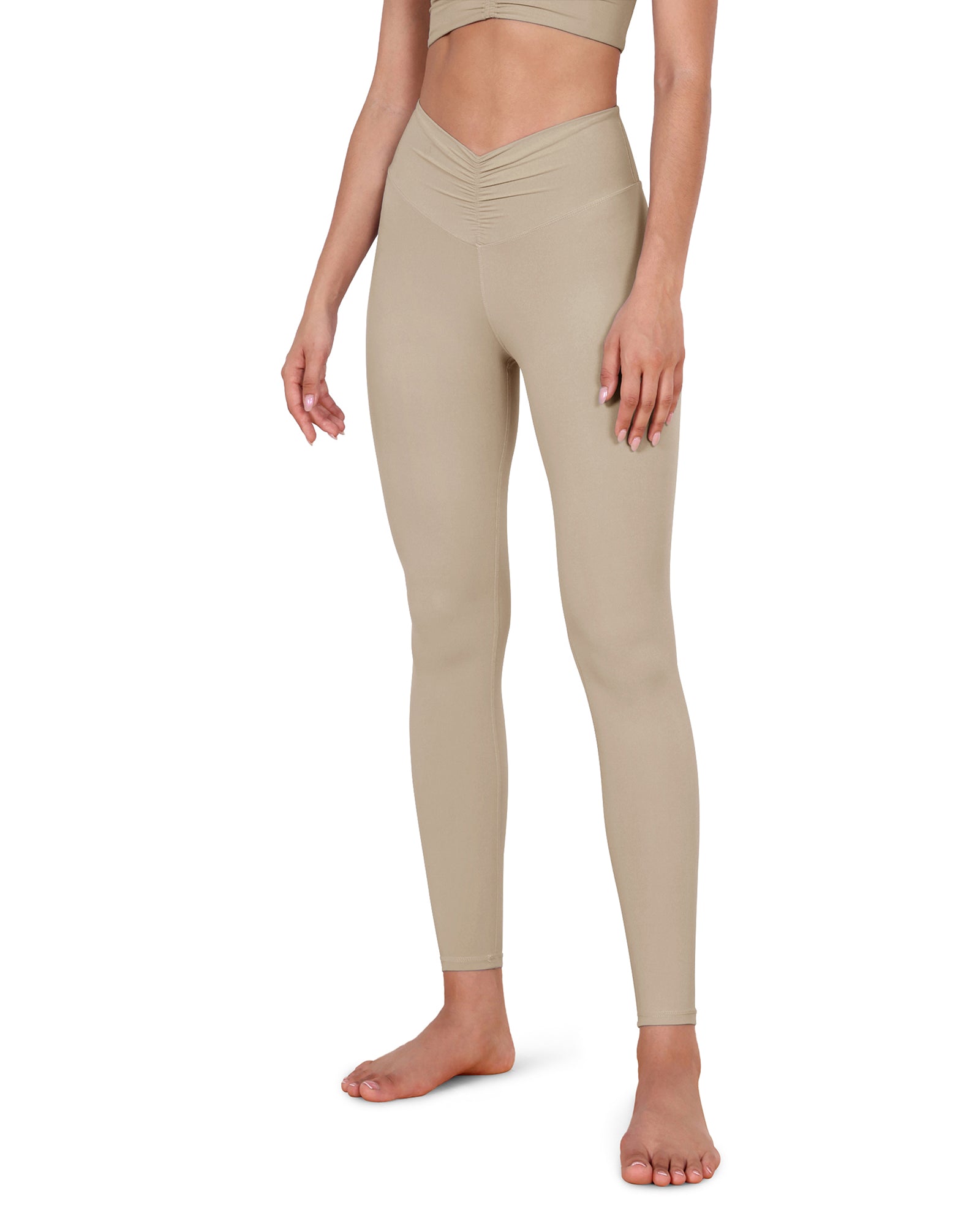 High Waist Crossover Ruched Leggings - ododos