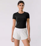 Cloud Feeling Crew Neck Short Sleeve Tee Black - ododos